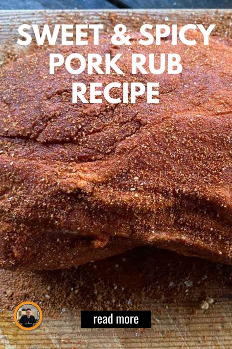 This sweet and spicy rub (not too spicy) is the perfect match for pork and chicken. Use this to create a flavour bomb for your next pulled pork or chicken recipes that will keep you coming back for more. #spicerubrecipes #spicerub ##dryrubrecipes #bbqspicerubs Best Pulled Pork Rub, Sweet And Spicy Pulled Pork, Pork Tenderloin Rub For Smoker, Pulled Pork Rub Recipe Smokers, Pork Rub For Pulled Pork, Smoked Pork Shoulder Rub, Rub For Pork Shoulder, Smoked Pulled Pork Rub, Spicy Bbq Rub Recipe