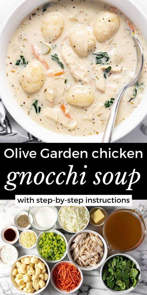 Olive Garden Chicken Gnocchi Soup Recipe Olive Garden Chicken Gnocchi Soup Dairy Free, Chicken And Noche Soup Olive Garden, Chicken Knocki Soup, Chicken N Gnocchi Soup, Chicken Gonnoci Soup Recipe, Easy Gnocchi Soup Recipes, Olive Garden Potato Gnocchi Soup, Copycat Chicken Gnocchi Olive Garden, Chicken And Knoki Soup