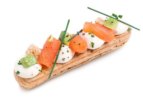 Savoury Choux Pastry, Savoury Eclairs, Healthy Crunchy Snacks, Choux Pastry, Delicious Cream, Crunchy Snack, Spring Vegetables, Event Food, Eclairs