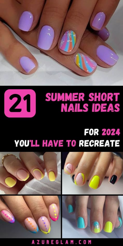 Stand out from the crowd with our chic collection of summer nails short pink. Whether you're into soft pastels or bold neon hues, our short pink nail designs are perfect for adding a touch of femininity to your summer style. Crafted with care and attention to detail, our short nails offer both beauty and durability. Get ready to make a statement with our trendy summer nails. Cute Summer Nails 2024 French Tip, Summer Nail Art For Short Nails, Short Nails Ideas Neon, At Home Nails Designs, Short Square Summer Nails 2024, Short Dip Nails Summer 2024, Short Cute Summer Nails, 2024 Summer Nails Short, June Nails Ideas 2024 Short