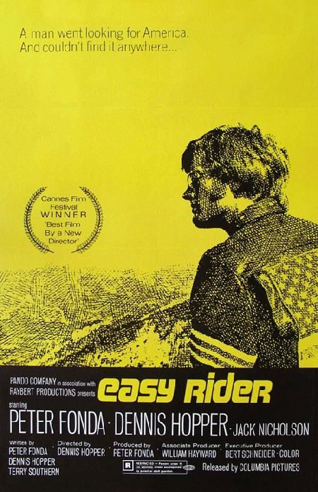 Movie poster for Easy Rider starring Peter Fonda, Dennis Hopper and Jack Nicholson from 1969 Biker Movies, Peter Fonda, Vintage Films, Dennis Hopper, Filmy Vintage, Film Vintage, Old Movie, I Love Cinema, Musica Rock