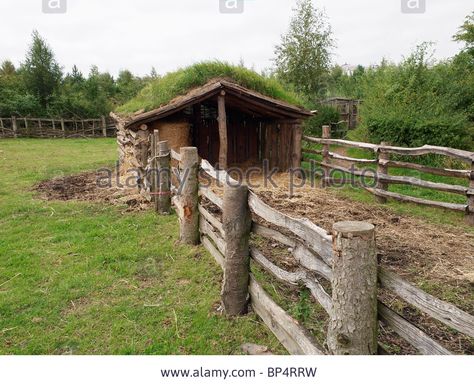 Cattle Shed, Turf Roof, Goat Shelter, Cow Shed, Goat House, Horse Fencing, Happy Farm, Goat Barn, Garden Pond Design