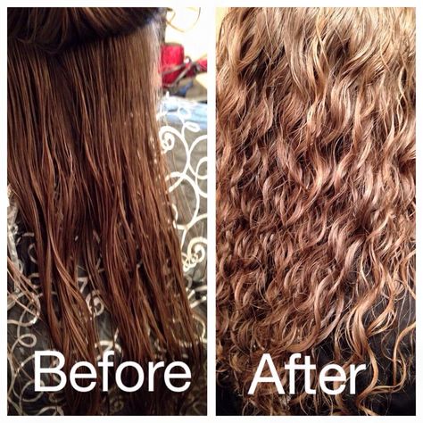 @beautytalkssalon before and after spiral perm Permanent Curls Before And After, Perm For Medium Length Hair, Beach Wave Perm Before And After, Beach Wave Perm Medium, Loose Perm Before And After, Spiral Perm Before And After, Loose Perms, Perms Before And After, Medium Perm