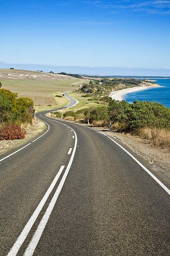 American Beach on Kangaroo Island, South Australia Australia Background, Kangaroo Island, Beautiful Roads, Adelaide South Australia, Scenic Roads, Beach Road, Beach Australia, White Photos, South Australia