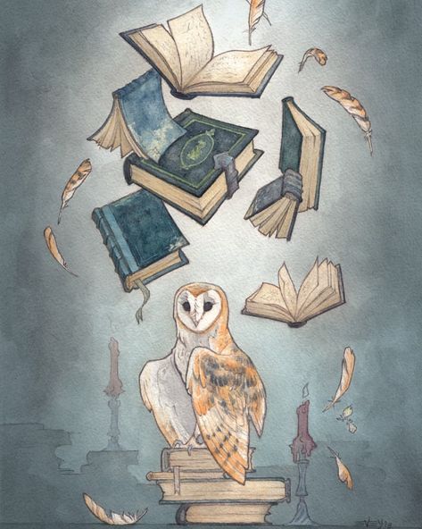 Quick painting to experiment some different toning techniques, Trying to keep a restrained hand with the watercolours. I botched the first… Quick Painting, Owl Books, Owl Artwork, Owl Wallpaper, Dragon Sketch, Amazing Artwork, Owl Art, Harry Potter Art, Barn Owl