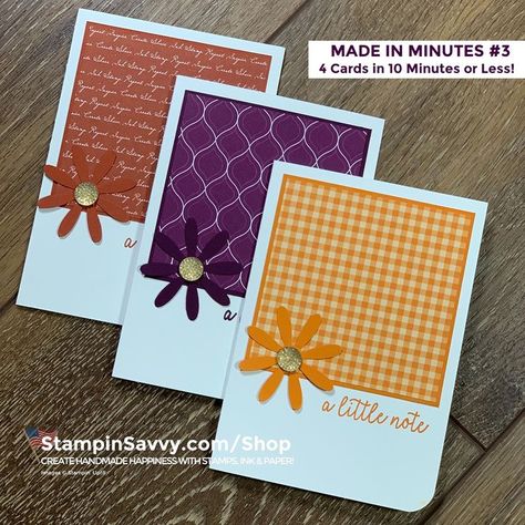 Cards With Flowers, Simple Cards Handmade, Handmade Thank You Cards, Daisy Cards, Homemade Greeting Cards, Cricut Cards, Making Greeting Cards, Punch Art, Birthday Cards Diy