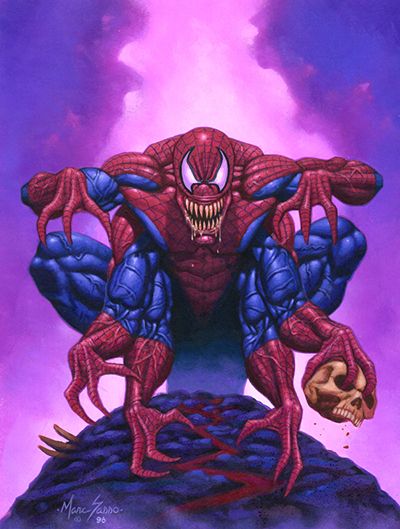 #Spiderman #Fan #Art. (Spidervenom) By: Marc Sasso. AWESOMENESS!!. Book Villains, Carnage Marvel, Comic Book Villains, Spiderman Venom, Venom Carnage, Man Spider, Marvel Villains, Marvel Comic Universe, Marvel Comics Art