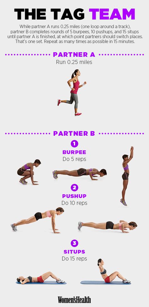 The Workout That'll Make You Feel Like a Gym Class Hero Workout Couples, Postnatal Exercises, Couple Workouts, Partner Wod, Partner Workouts, Gym Class Heroes, Burn Fat Build Muscle, Work Out Ideas, Cheer Workouts