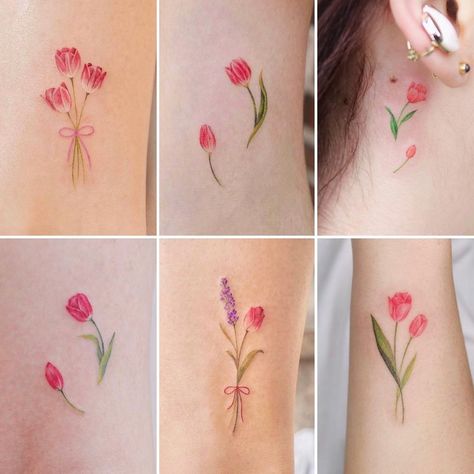 Tulip Tattoos, Tattoos Flowers, Most Beautiful Butterfly, Butterfly Tattoo Meaning, Turtle Tattoo Designs, Tulip Tattoo, Lady Bug Tattoo, Anklet Tattoos, Small Flower Tattoos