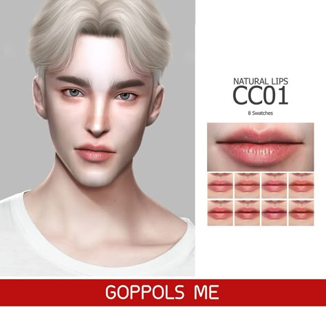 GPME Natural Lips CC01• 8 Swatches• Download• HQ mod compatible• Add Swatches• Download at GOPPOLSME patreon ( No ad )• Access to Exclusive GOPPOLSME Patreon only• ( PAYPAL ) Donate for support me ❤• Thank for support me ❤• Thanks for all CC... Sims 4 Cc Male Mouth, Ts4 Cc Lips, Sims 4 Men Clothing, Sims 4 Hair Male, Sims 4 Cc Eyes, Anime Lips, Die Sims 4, Loona Kim Lip, The Sims 4 Skin