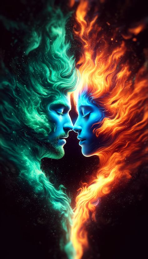 Twin Flame Couple, Twin Flame Relationship, Twin Souls, Soul Mates, Powerful Energy, Twin Flames, Dark Light, Ying Yang, Couple Art