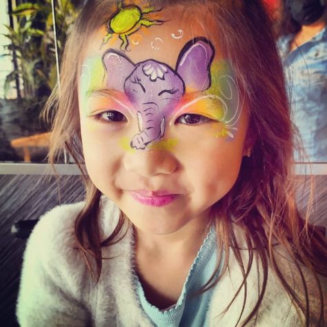 Elephant Facepainting, Elephant Face Painting, Elephant Face Paint, Tarzan Party, Art Face Painting, Painting Kids, Elephant Face, Face Painting Easy, Face Paintings