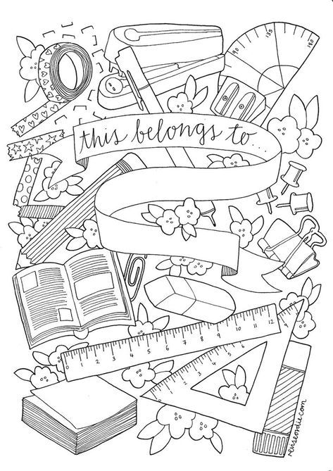 Binder cover coloring page for high school / middle school class Binder Cover Coloring Page, Book Cover Coloring Page, Binder Art Cover, High School Coloring Pages, Coloring Pages Middle School, Binder Drawings Cover, Art Binder Cover, Middle School Coloring Pages, Binder Cover Ideas For School