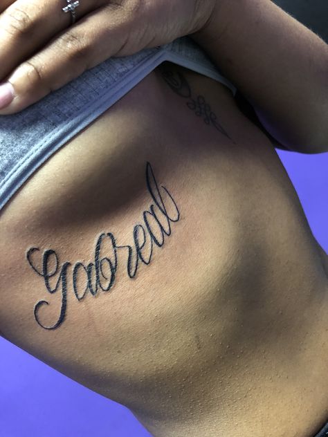 Name Tattoos On Ribs, Name Rib Tattoo, Rib Name Tattoo, Ribcage Tattoo, Art Tattoos, Rib Tattoo, Name Tattoo, Name Tattoos, Rib Cage