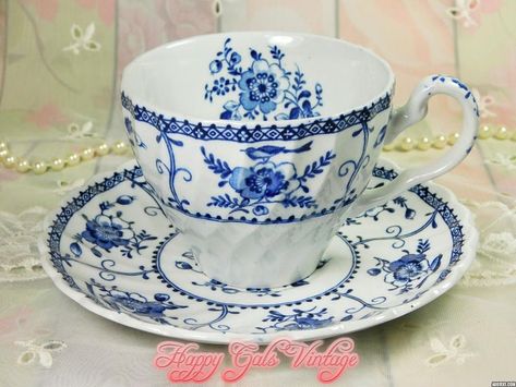 Blue & White Teacup with Matching Saucer by Johnson Bros | Etsy Blue And White Tea Cups, Hydrangea Tea Cup, Johnson Brothers China, Teal Vase, Blue Teacup, Blue Tea Cup, Vintage Teacup Candle, English Teacups Vintage, Sweets Gift