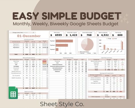 Budget Spreadsheet Google Sheets| Expense Tracker| Bi-Weekly| Monthly Budget| Personal Finance Planner| Weekly Paycheck| Budget by paycheck digitalstudentplanner #planner #dailyplannerprintablesfree🍝. Financial Budget Spreadsheet, Weekly Paycheck Budget, Expenses Spreadsheet, Personal Budget Spreadsheet, Google Sheets Templates, Budgeting Template, Biweekly Budget, Personal Budget Planner, Budget Monthly