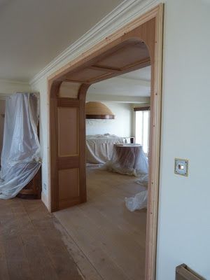 Wood Panelling An Arch Archway Molding, Wood Panelling, Living Room Bar, Old Farm Houses, Wood Trim, Kitchen Diner, Old Farm, Window Panels, Dining Room Design