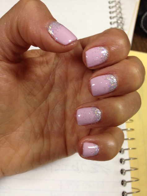 Nails by Michelle!! Pink and sparkle back fill!! Pale Pink Glitter Nails, Sparkle Gel Nails, Glitter Manicure, Pink Glitter Nails, Pink Sparkly, Manicure Ideas, Pink Sparkle, Dipped Nails, Pink Glitter