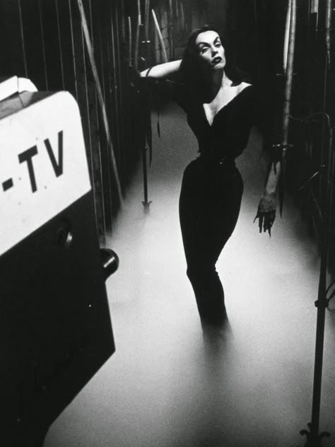 Maila Nurmi as Vampira in The Vampira Show (1954) Maila Nurmi, Retro Horror, Vintage Witch, Horror Icons, Scream Queens, Halloween Icons, Gothic Horror, Fantasias Halloween, Vintage Horror