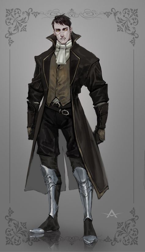 Crimelord Dnd, Victorian Clothes Male Drawing, Male Noble Fantasy Art, Librarian Character Design Male, Supervillain Character Design Male, Gothic Dnd Character, Victorian Dnd Character, Dhampir Male Art, Steampunk Dnd Character