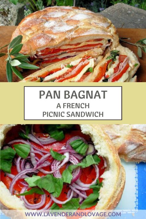 Pan Bagnat ~ A Classic French Picnic Sandwich for Sharing Picnic Treats, Party Food Sandwiches, French Sandwich, Sandwiches Appetizers, Deli Ideas, French Picnic, Picnic Sandwiches, Bbq Summer, Food Sandwiches