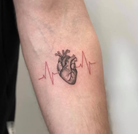 Heart Rate Tattoo, Medical Tattoo, Meaningful Tattoo Quotes, Pretty Hand Tattoos, Single Needle Tattoo, Back Tattoos For Guys, 3d Tattoos, 3d Tattoo, Aesthetic Tattoo