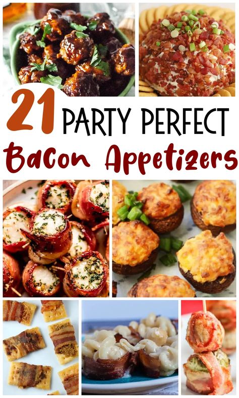 Bacon Appetizers you will love! Bacon Appetizer Recipes, Perfect Bacon, Mom So Hard, Kid Approved Meals, Bacon Appetizers, 21st Party, Tailgate Food, Pinterest Recipes, Quick Easy Meals