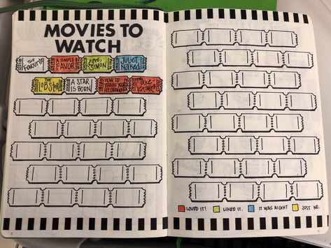 Bujo Movies To Watch, Bullet Journal Movies To Watch, Bujo Movies, Movies To Watch Bullet Journal, Movie Tracker, Movie Journal, Bullet Journal Tracker, Digital Ideas, Journal Bullet