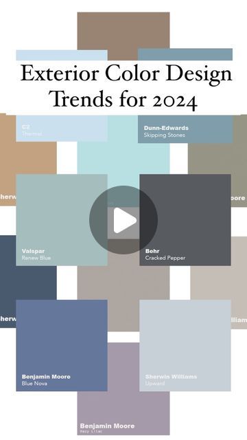 D Z I N L Y on Instagram: "2024 Exterior Color Trends: Blue 🏘️ #exteriordesign #architecture #interiordesign #dreamhome" Trending Exterior House Color 2024, Exterior Wall Painting Ideas Colour, Interior Paint Trends 2024, Trending Exterior House Colors For 2024, Exterior House Paint Colors 2024, Modern Exterior House Colors Colour Schemes Paint Ideas, Best Exterior House Colors 2024, Exterior House Colors 2024, Exterior House Colors 2024 Trends