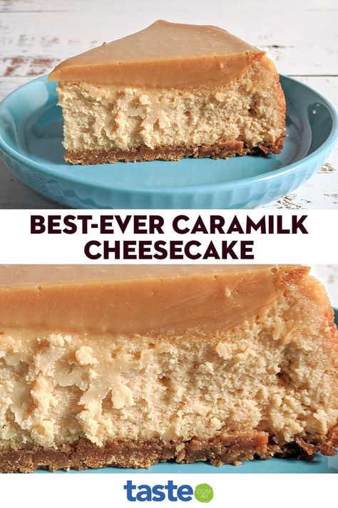 Cheesecake Slice Recipe, Caramilk Recipes, Caramilk Cheesecake, Cheesecake Flavours, Yummy Things To Bake, Amaretti Cookies, Baked Cheesecake, Cheesecake Toppings, Scottish Recipes