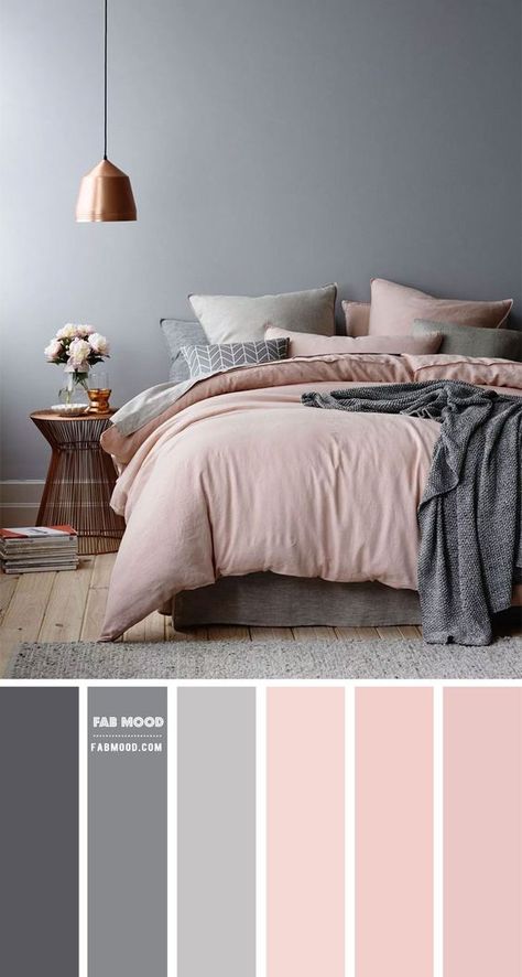 Tranquil Harmony: Grey and Rosy Pink Bedroom Oasis Pink Gray Bedroom, Pink And Grey Room, Gray Bedroom Walls, White Bedroom Decor, Bedroom Oasis, Pink Throw Pillows, Adult Bedroom, Grey Room, Pink Bedrooms