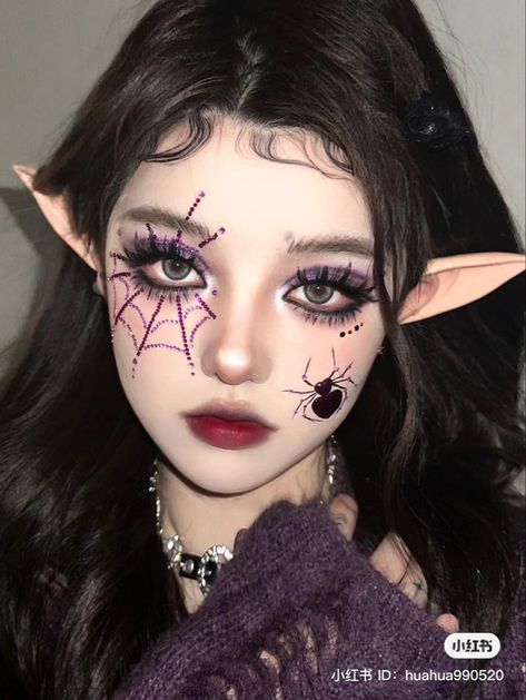 Douyin Halloween Costume, Halloween Pretty Makeup, Douyin Halloween Makeup, Douyin Halloween, Korean Halloween, Fashion Editorial Makeup, Holloween Makeup, Halloween Makeup Pretty, Makeup Idea