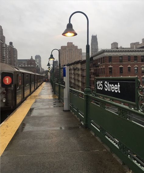 The 1 train leaving the 125th Street Station in Harlem 125th Street Harlem, West Harlem Nyc, Harlem 125th Street, Spanish Harlem Aesthetic, Harlem New York Aesthetic, East Harlem Nyc, Harlem Aesthetic, Run Down City, Transport Aesthetic