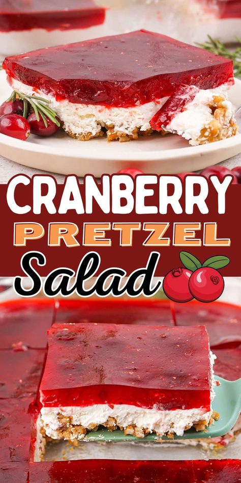 Cherry Pretzel Dessert Recipes, Pretzel Cranberry Salad, Cranberry Delight Salad, Pretzel Cream Cheese Jello Dessert, Cranberry Jello Salad With Cream Cheese Recipe, Cranberry Pretzel Jello Salad, Cranberry Pretzel Dessert, Cranberry Cream Cheese Dessert, Jellied Salad Recipes