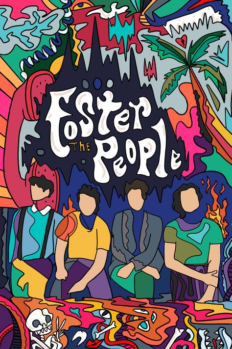 Foster The People, Arte Indie, Vintage Music Posters, Band Poster, Bedroom Wall Collage, Fan Poster, Music Festival Poster, Picture Collage Wall, Music Posters