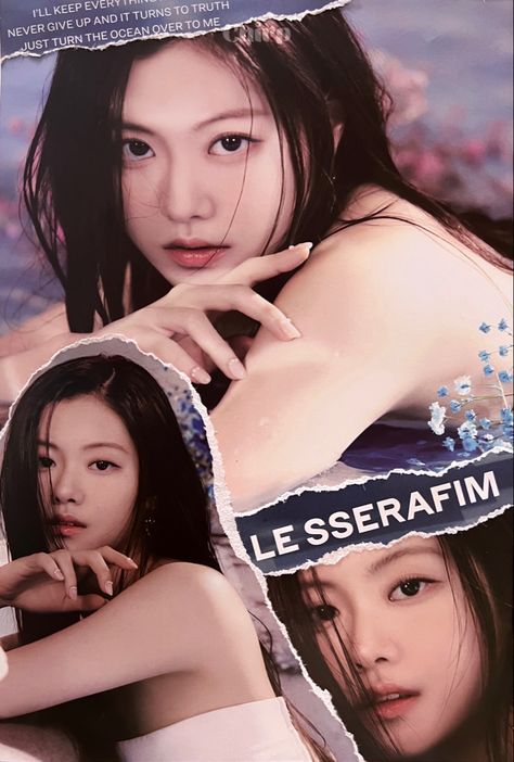 FEARLESS - Blue chypre ver Lesserafim Garam, Kpop Scrapbook, Miyawaki Sakura, Kpop Posters, Kpop Wallpaper, App Design, Collage Art, Random Stuff, Scrapbooking