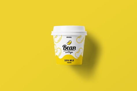 Bean Cottage soya milk pudding Dessert Packaging Design, Soya Milk, Milk Pudding, Candy Ideas, Dessert Packaging, Logos Ideas, Milk Shop, Pudding Desserts, Cup Design