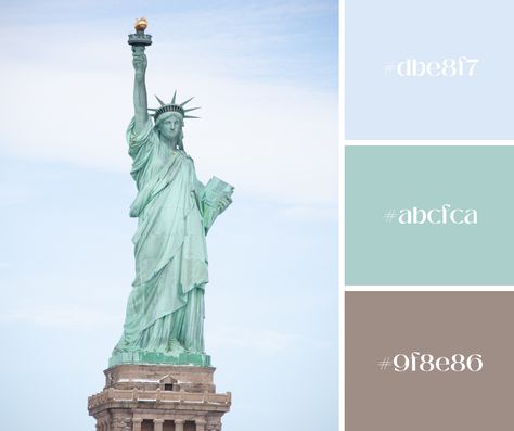 New York is a city full of vibrant colors! The iconic yellow and blue of the Brooklyn Bridge stands out amidst the city skyline. The blue-green of the Statue of Liberty is a reminder of the city's rich history. The shimmering lights of Times Square are a spectacle of colors in the night sky. And of course, the bright green of Central Park is a peaceful and vibrant reminder of nature's beauty in the heart of the city. There's no doubt that the colors of New York are unforgettable! New York City Color Palette, New York Color Palette, Color Pallete, Shimmer Lights, The Statue Of Liberty, Lady Liberty, Yellow And Blue, World Of Color, Source Of Inspiration