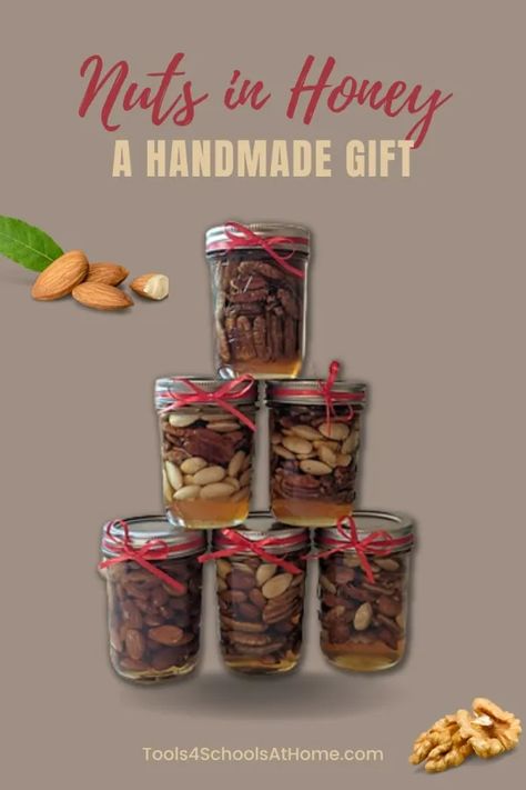 Nuts In Honey, Gifts With Honey, Small Jars With Lids, Nuts Gift, Honey Shop, Roasted Walnuts, Honey Gifts, Gift Jar, Nutritious Smoothies