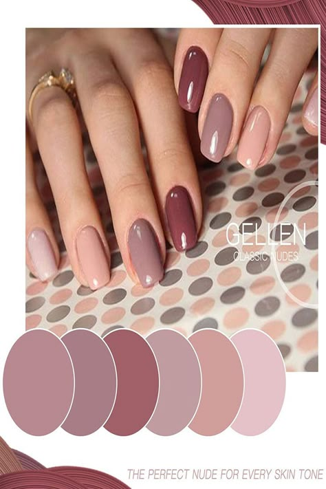 Tan Skin Nails, Gold Gel Nails, Shadow Ideas, Popular Nail Art, Beauty Hacks Nails, Fun Nail Colors, Fall Gel Nails, Casual Nails, Nail Polish Set