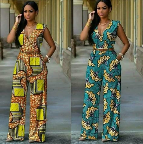 Kitenge Jumpsuits For Women, Traditional Jumpsuit African Prints, African Print Outfits For Women, Modern Jumpsuit, Modern African Fashion, African Print Jumpsuit, Fancy Gown, Maxi Design, Gown Blue