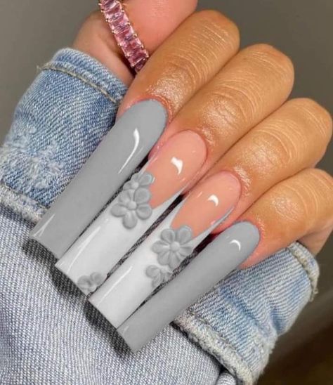 Gray Nail Ideas Acrylic, Grey Acrylics, Grey Acrylic Nails, Wow Nails, Nails Coffin Short, Colored Acrylic Nails, Colored Acrylic, Acrylic Nails Designs, Gray Nails