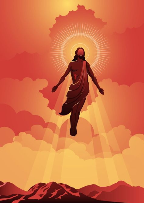 Ascension Day Of Jesus Christ, Ascension Of Jesus, Jesus Art Drawing, Ascension Day, Christian Illustration, Jesus Is Risen, Jesus Christ Painting, Jesus Artwork, Jesus Christ Artwork