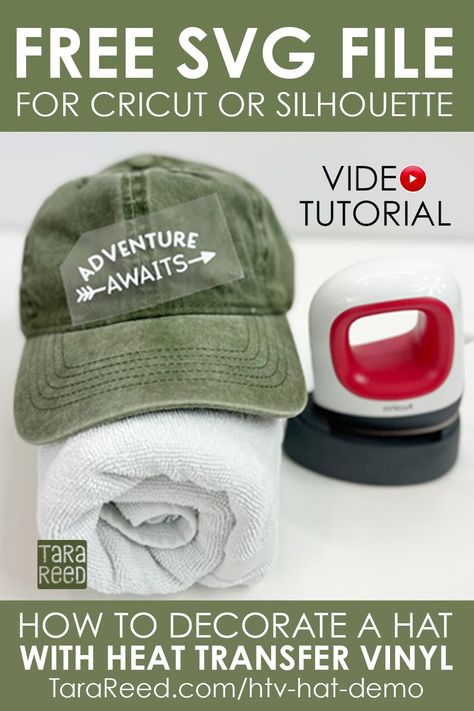 Baseball hats are easy to customize with heat transfer vinyl and the Cricut EasyPress Mini! Video tutorial by Tara Reed walks you through the process step-by-step Cricut Baseball Hat, Making Hats With Cricut, Iron On Hats Cricut, Iron On Vinyl Baseball Hat, Cricut Heat Press Hat, How To Heat Press A Hat, Family Reunion Hats, Personalized Hats, Htv Vinyl