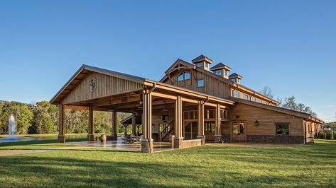 Timber Frame Wedding Venues, Farm Airbnb, Event Pavilion, Outdoor Pavillion, Timber Frame Barn, Tennessee Wedding Venues, Garage Door Styles, American Barn, Pole Buildings