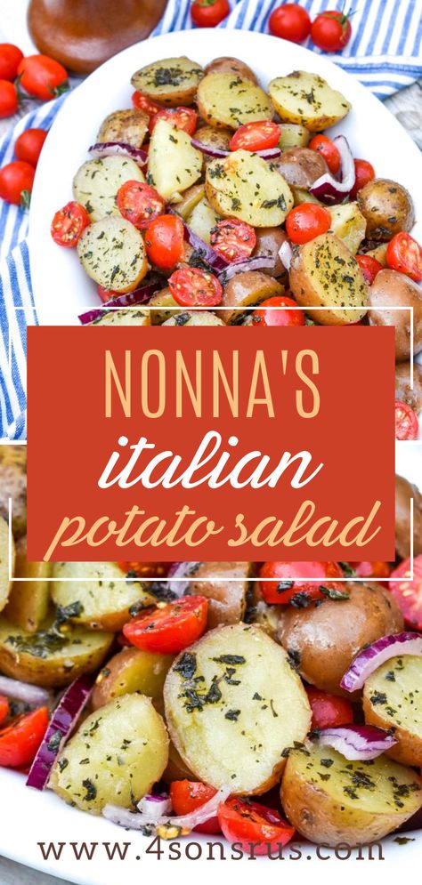 Potatoes With Tomatoes, Tomato Potato Salad, Potato And Tomato Salad, Italian Potatoes Salad, Italian Style Potato Salad, Potato Salad With Olive Oil, Potatoe Salad Easy, Light Potato Salad, Potatoe Salad Red Potatoes