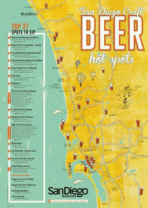 #Beer lovers map of San Diego Beer Map, San Diego Bucket List, Moving To San Diego, San Diego Vacation, San Diego Travel, San Diego Living, California Love, California Dreamin', Cold Beer