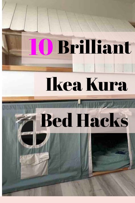 Spice up your Ikea Kura bed with these 10 easy methods. Create a little magic for your little one´s bedroom. Ikea Beds For Kids, Ikea Kura Bed Slide, Ikea Kura Trofast Bed Hack, Minnen Bed Hack, Ikea Kura Bed Tent, Ikea Kura Curtains, Kyra Bed Ikea Hack, Diy Bed Tent For Kids, Kira Bed Hack