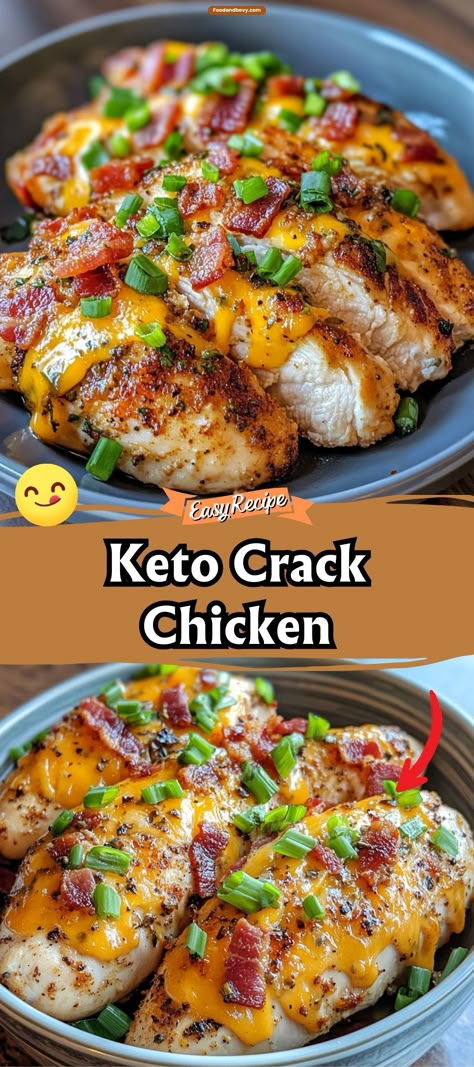 Discover the irresistible taste of Keto Crack Chicken, a low-carb delight that doesn't skimp on flavor. This creamy, cheesy chicken dish, seasoned with ranch and bacon, is a favorite in the keto community. It’s not only satisfying but also perfect for keeping your diet on track without feeling deprived. #KetoCrackChicken #LowCarb #KetoDiet Easy Weeknight Low Carb Dinners, Cracked Chicken Casserole, Low Carb Chicken Meals, Keto Ranch Chicken, Cracked Chicken, Low Fat Chicken Recipes, Low Carb Dinner Chicken, Carnivore Meals, Healthy Low Carb Dinners