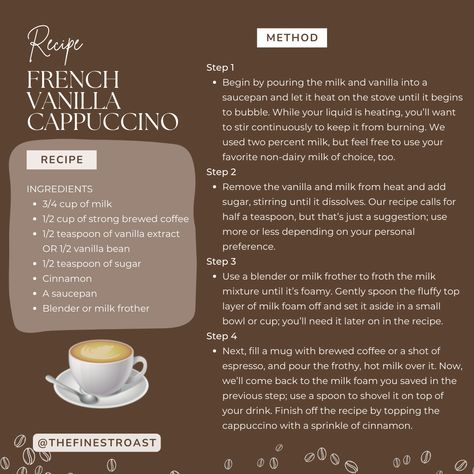 Tim Hortons French Vanilla Cappuccino Recipe, French Coffee Recipe, Homemade French Vanilla Cappuccino Mix Recipe, Starbucks Cappuccino Recipe, French Vanilla Latte Recipe, French Vanilla Coffee Recipe, French Vanilla Cappuccino Mix Recipe, French Vanilla Cappuccino Recipe, Vanilla Cappuccino Recipe